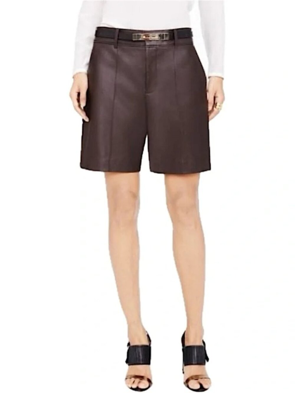 Club Monaco Brown Faux Leather High Rise Shorts 7" Inseam Womens 6